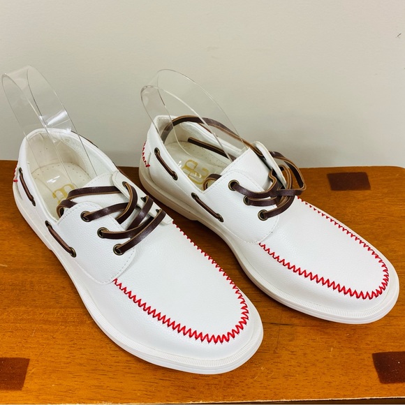 Unisex Baseball Faux Leather Boat Shoes NWT - Picture 6 of 6